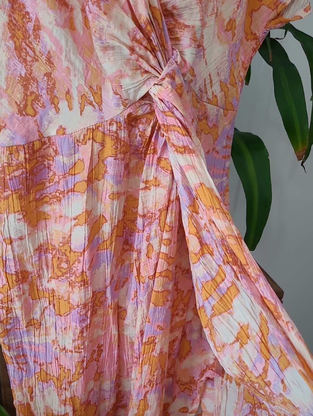 Colorful Wrinkled Gauze Wrap Dress - Picture 8 of 9